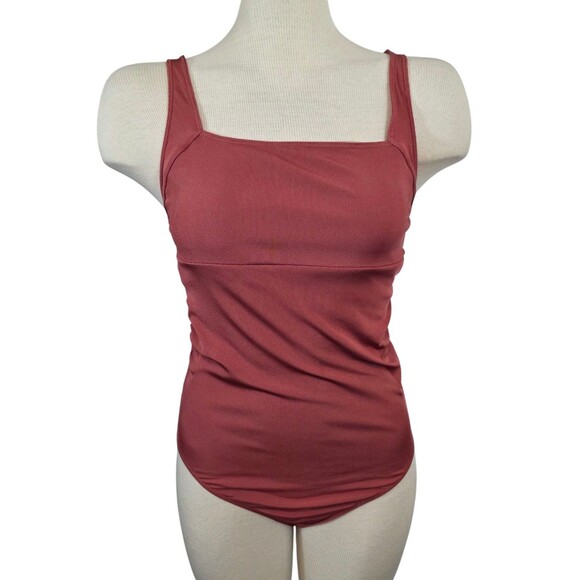 Summersalt Swimsuit Womans 6 Burnt Orange RippleRib Square Neck One Piece Beach - Picture 1 of 8